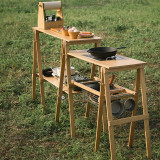 Naturehike 戶外便攜原木廚架料理台 (NH21JU006) | 搭配置物架 | 為雙頭爐具設計