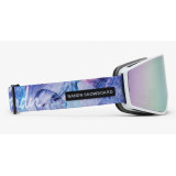 NANDN NG11柱面大視野雙層防霧滑雪鏡 - 白框夢幻紫片 | 可同時配戴眼鏡 | 可快速換鏡片