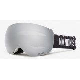 NANDN NG10球面大視野雙層防霧滑雪鏡 - 白框銀片 | 可同時配戴眼鏡 | 可快速換鏡片