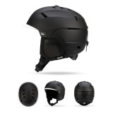 NANDN 可調節通風硬殼滑雪頭盔 - 黑色L碼 | 頭盔透氣設計 | 頭圍鬆緊調節