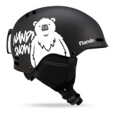 NANDN 卡通滑雪頭盔 - 黑冰熊M碼 | 頭盔透氣設計 | 頭圍鬆緊調節