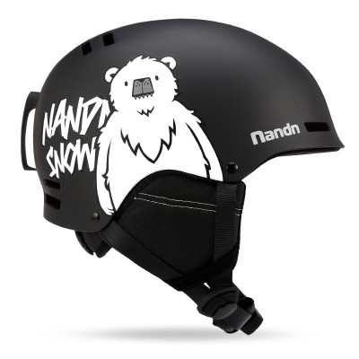 NANDN 卡通滑雪頭盔 - 黑冰熊L碼