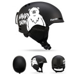 NANDN 卡通滑雪頭盔 - 黑冰熊M碼 | 頭盔透氣設計 | 頭圍鬆緊調節