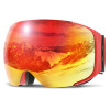 COPOZZ GOG-2181 球面大視野雙層防霧滑雪鏡 - 紅框紅片 | 可同時配戴眼鏡 | 可快速換鏡片 | 磁吸換片