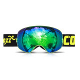 COPOZZ GOG-201球面大視野雙層防霧滑雪鏡 - 綠框綠片 | 可同時配戴眼鏡 | 可快速換鏡片 | 卡扣換片