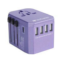 Verbatim 5Ports 旅行充電器 Type-C + 4 USB - 紫色 65829 | 香港行貨