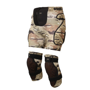 GSOU SNOW  滑雪UD加厚護臀護膝護具套裝 - 迷彩L碼 | 加厚材質緩衝 | 溜冰護具 | 極限運動保護