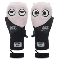 GSOU SNOW  卡通滑雪防水包指毛絨手套 -  淺粉色 L | 萌大眼設計 | 溜冰護具 | 內部五指設計 | 防水毛绒