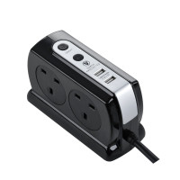 Masterplug 13A四位連3.1A USB安全防雷拖板 | 2位3.1A USB充電 | 2米電線 | 電源指示燈 | 香港行貨
