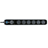 Masterplug 13A六位連3.1A USB安全防雷拖板 | 2位3.1A USB充電 | 2米電線 | 香港行貨