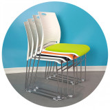 可疊放弓形會議室培訓椅子 | 加厚硬座款式 - 白色膠板硬座