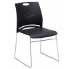 可疊放弓形會議室培訓椅子 | 加厚硬座款式 - 黑色膠板硬座