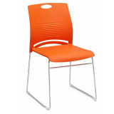 可疊放弓形會議室培訓椅子 | 加厚硬座款式 - 橙色膠板硬座