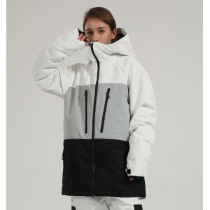 Gsou Snow 防風防水透氣保暖拼色滑雪服 - 白色 XS | PU15000mm防水 | 防風保暖層