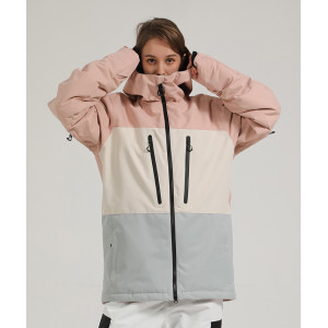 Gsou Snow 防風防水透氣保暖拼色滑雪服 - 粉色 XS | PU15000mm防水 | 防風保暖層