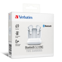 Verbatim 66814藍牙5.3 ENC 真無線藍牙耳機 - 白色 | ENC | 藍牙5.3認證 |自動配對 | 香港行貨