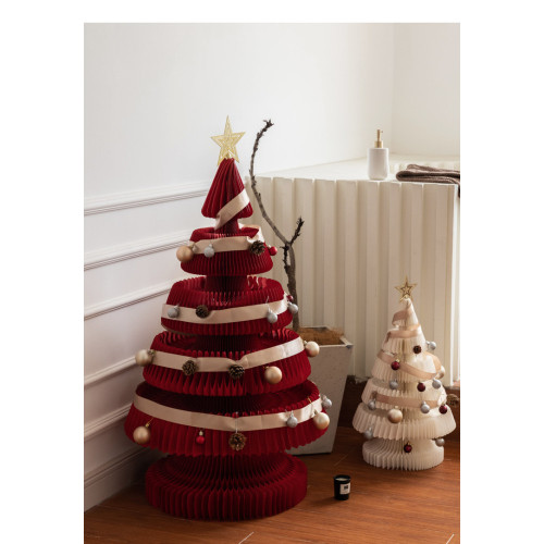 十八紙摺疊聖誕樹裝飾 | 網紅摺疊聖誕裝飾 - 紅色