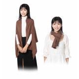 日本 KAWATANI 純色甜美秋冬百搭兩用圍巾披肩 - 啡色