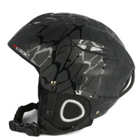 WEISOK 滑雪專用保護頭盔 | 極限運動成人滑雪頭盔 - 裂紋黑色L碼