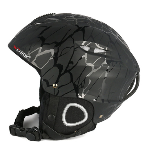 WEISOK 滑雪專用保護頭盔 | 極限運動成人滑雪頭盔 - 裂紋黑色XL碼