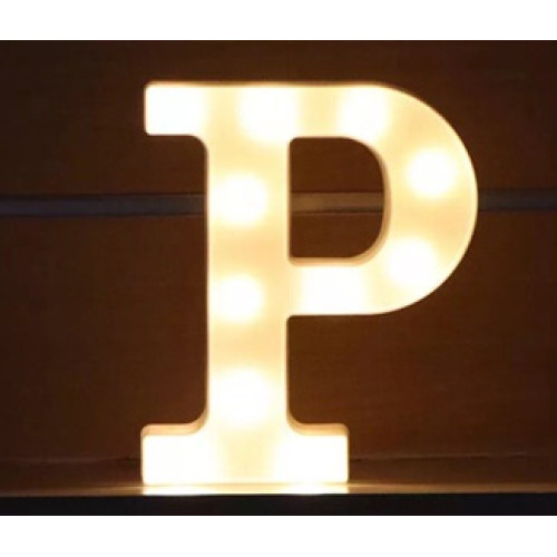 LED 暖白字母燈 - 大款 (22cm高) - P | 不含電池 | DIY自由組合 | 家居派對裝飾
