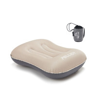 PELLIOT 半月弧形14cm加厚充氣枕 - 卡其色 | 一鍵吹氣/放氣 | 親膚貼合頸椎