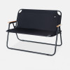 PELLIOT 鋁合金雙人摺疊長椅 - 黑色 | 承重200KG | 櫸木手柄