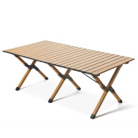 PELLIOT  鋁合金原木色蛋捲桌 - 標準款 | 90x60cm  | 桌面桌腳捲摺式設計