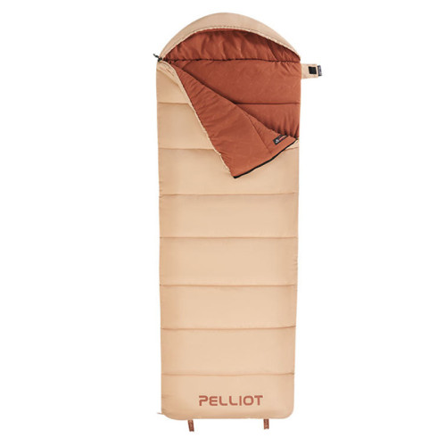 PELLIOT S180仿羽棉加厚睡袋 - 卡其 | 舒適溫度>12°C | 拉鏈可全開 | 連帽設計防風保暖