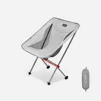 PELLIOT 戶外鋁合金短背月亮椅 - 灰色 | 背部海棉軟墊 | 承重達150KG