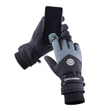 Peart Wolf 防水加絨保暖觸屏滑雪手套 | 加厚防潑水 - 藍白加大碼