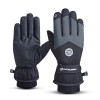 Peart Wolf 防水加絨保暖觸屏滑雪手套 | 加厚防潑水 - 黑灰加大碼