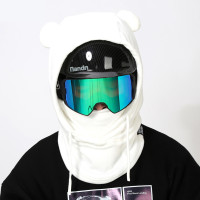 NANDN 滑雪護臉防風頭套 - 白色 | 男女適用 | 耳朵/頸/臉防風保暖