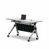 辦公室折疊帶滑輪會議桌 - 120x55cm | 可拼接使用 | 雙層置物