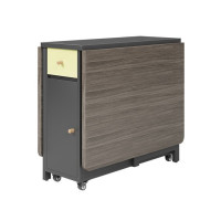 家用可移動帶輪組合摺疊餐桌 (單桌不帶椅) | 一體式收納 | 餐桌可半/全展 - 灰色