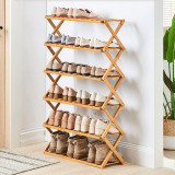 多層省空間免安裝簡易摺疊木製鞋架 - 6層68cm | 簡易折疊收納 | 單層承重40KG