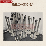 2米排隊用圍欄警示柱伸縮拉帶柱 - 銀色