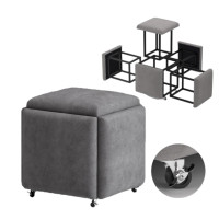 五合一收納桌椅 | 舒適乳膠坐墊 | 四個剎車滑輪底部