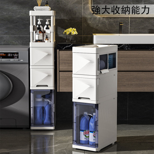 窄縫抽屜儲物櫃 (兩層) | 底部滑輪設計 | 帶紙巾盒