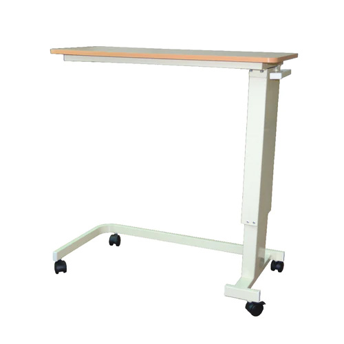 可移動床邊餐桌 (C型腳底) | 助患者坐於床邊進餐 | 設四個輪子方便移動 | 桌面可調節高度
