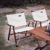 Shinetrip 胡桃木休閒摺疊椅 - 卡其 | 120KG承重 | 簡易對摺收納