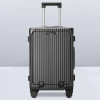 24寸多功能前揭式行李箱 - 深灰色 | USB充電 | 手機支架 | 外置杯架 | TSA密碼鎖