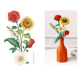 LOZ 1659 一路向陽積木花束 (568PCS) (不含花瓶) | 花莖高度可調節 | 家居積木裝飾