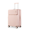 日系馬卡龍前開口萬向輪行李箱 - 26寸粉紅 | 铝框款網紅拉箱 | 帶TSA密碼鎖