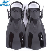 WHALE 鯨魚成人自由潛水游泳訓練矽膠短腳蹼蛙鞋 | 浮潛鞋 - 黑色 XS/S