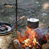 Qvien 組合式焚火燒烤烤盤架 | 高度可調節 | 實木防燙手柄
