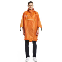 Luckstone 戶外登山騎行耐磨壓膠反光雨衣 - 橙色 | 210T長款雨衣雨披