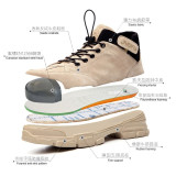 JIEFU 卡其色牛皮高幫鋼頭安全靴 | 防砸防刺穿防水電焊 透氣安全鞋 - 40碼 | ASTM-F2413認證