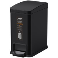 JAVA DS8867 8L腳踏式不銹鋼有蓋家用垃圾桶 | 防潮設計 靜音綬降 - 黑色