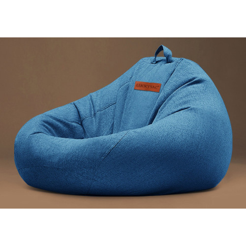 [經典加大款] Luckysac 絨麻豆袋懶人梳化 - 皇家藍 (尊享款) | 高彈EPP粒子填充 | 包裹式舒適躺 | 豆袋沙發